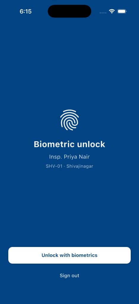 Field Companion biometric unlock screen